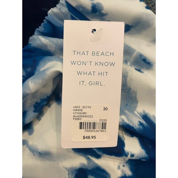 NWT Swim by Cacique Bathing Suit Swim Skirt Blue White Size 20 New - Picture 3 of 5